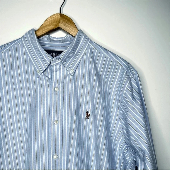 Polo Ralph Lauren Blue Stripe Classic Fit Button Down Shirt Size XL - Picture 1 of 5